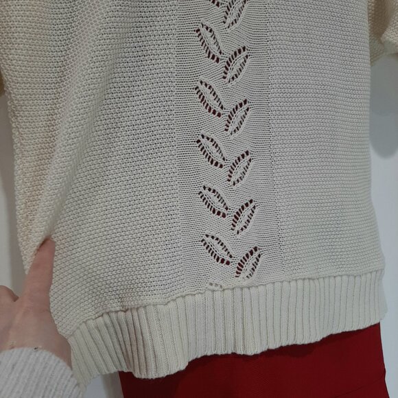 Rare handmade vintage quiet luxury knit short sleeve ivory sweater - Picture 16 of 16